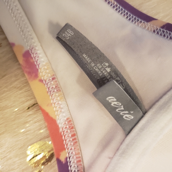 Aerie 34B White Floral Pink Swim Top - Picture 4 of 5